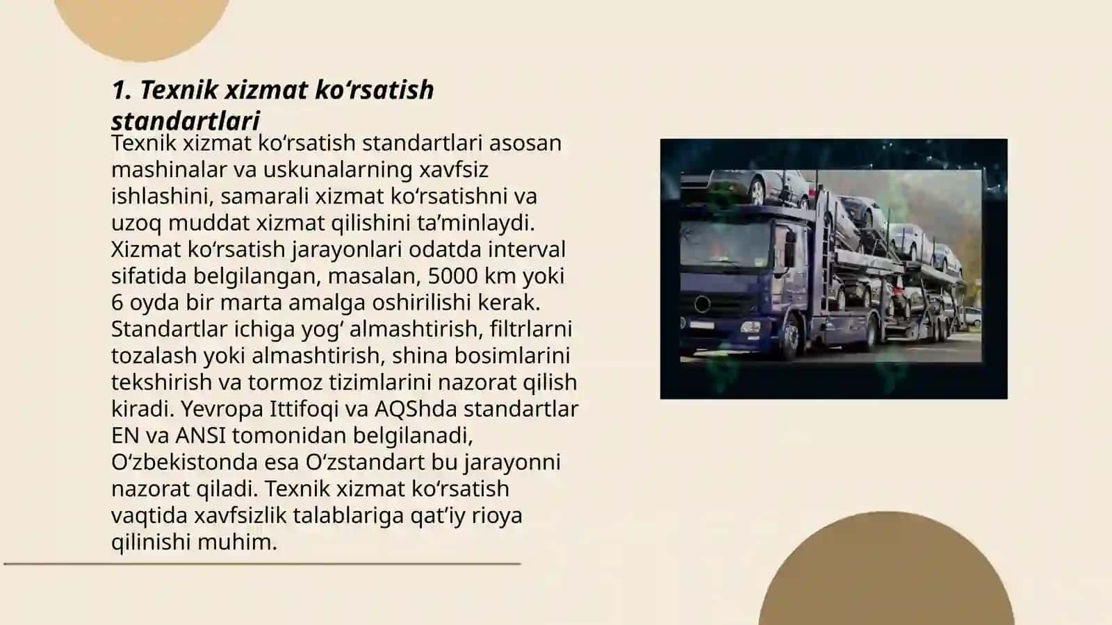 Transport vositalarini texnik xizmat ko’rsatish va ta’mirlashni rivojlantirish va boshqarishda qo’llaniladigan normativ-texnik hujjatlar 3