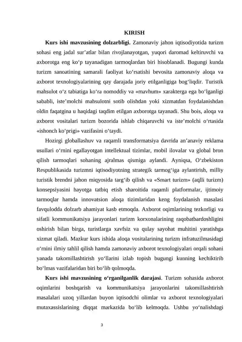 Turizmda aloqa va axborot vositalari 3