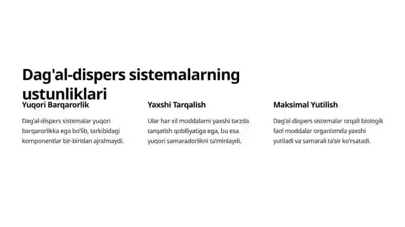 Dag'al-dispers sistemalarning xossalari va ularni tibbiyot va farmakologiyada ishlatilishi 3