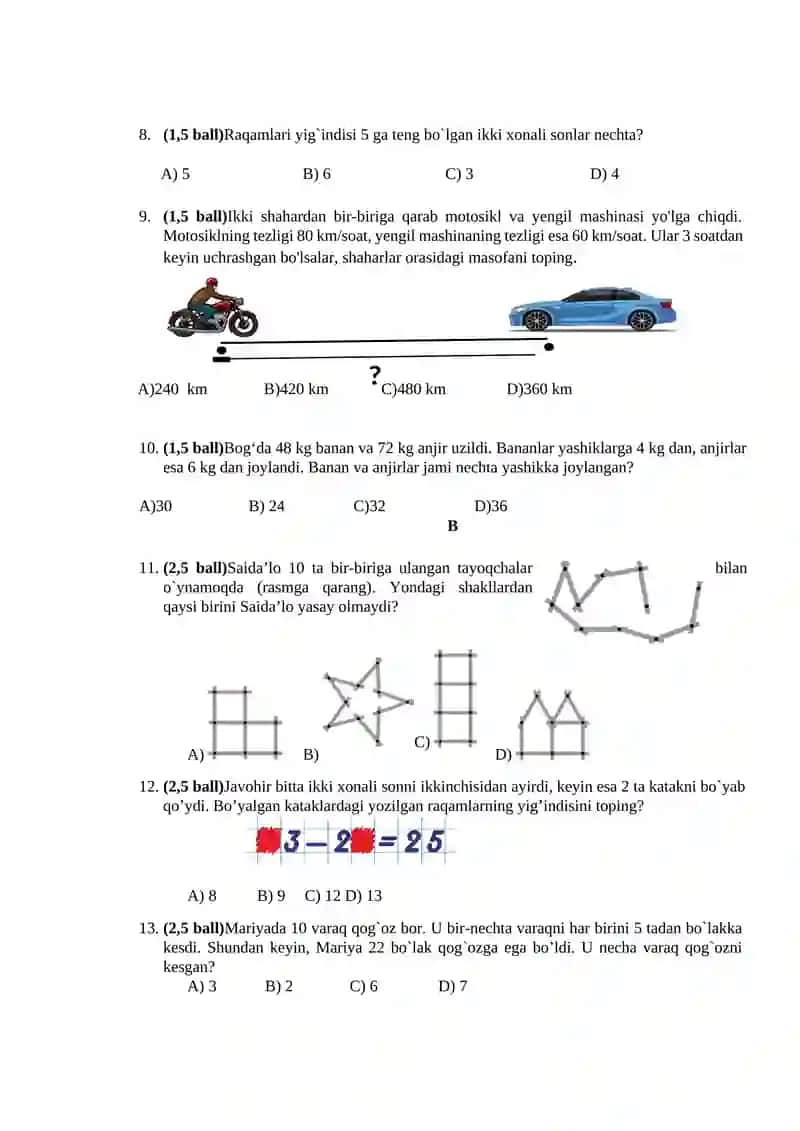 Matematika savollari 3