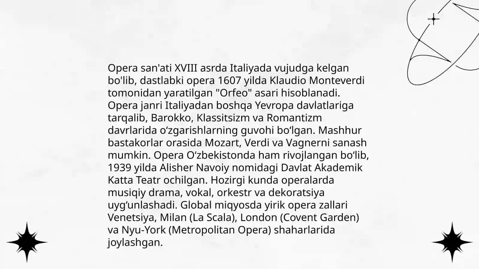 Opera san'ati va uning tarixi 3