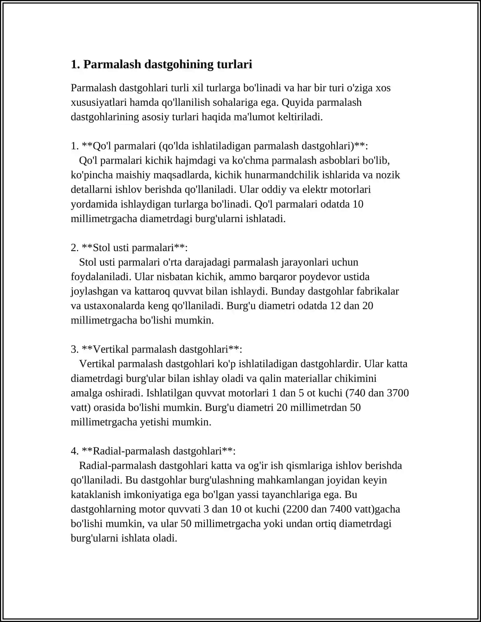 PARMALASH DASTGOHINING KOJUX QISMINI TAYYORLASH VA TA'MIRLASH 3