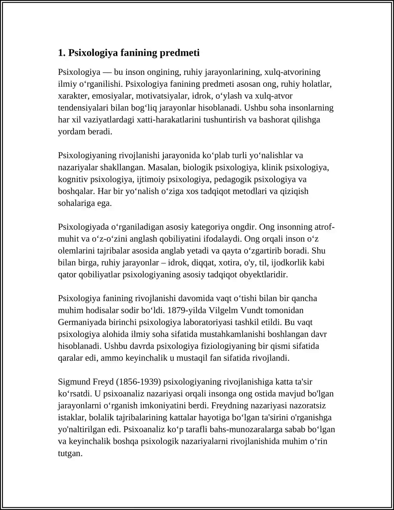 PSIXOLOGIYA FANINING PREDMETI, MAQSADI VA VAZIFALARI 3