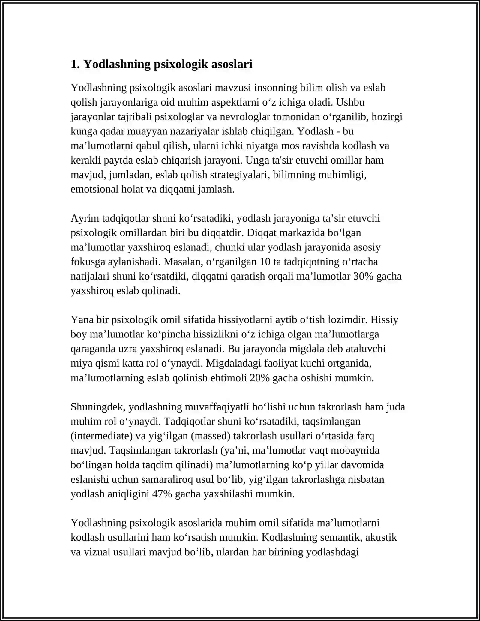 Yodlashning psixologik asoslari 3