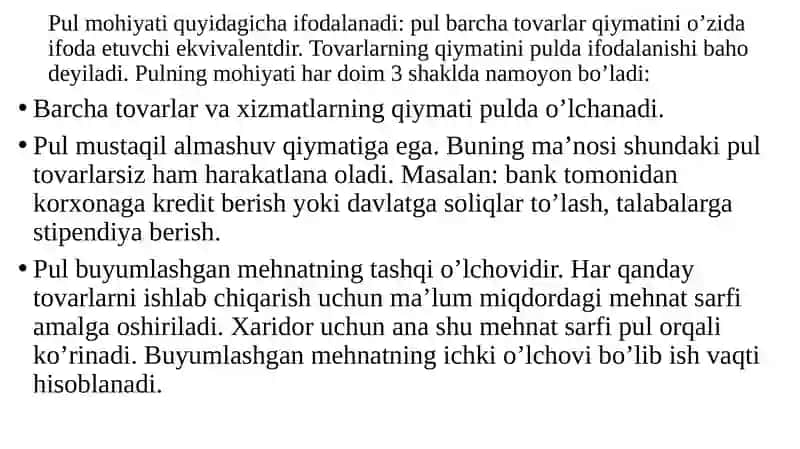 PULNING PAYDO BO’LISHI, ZARURLIGI VAFUNKTSIYALARI 3