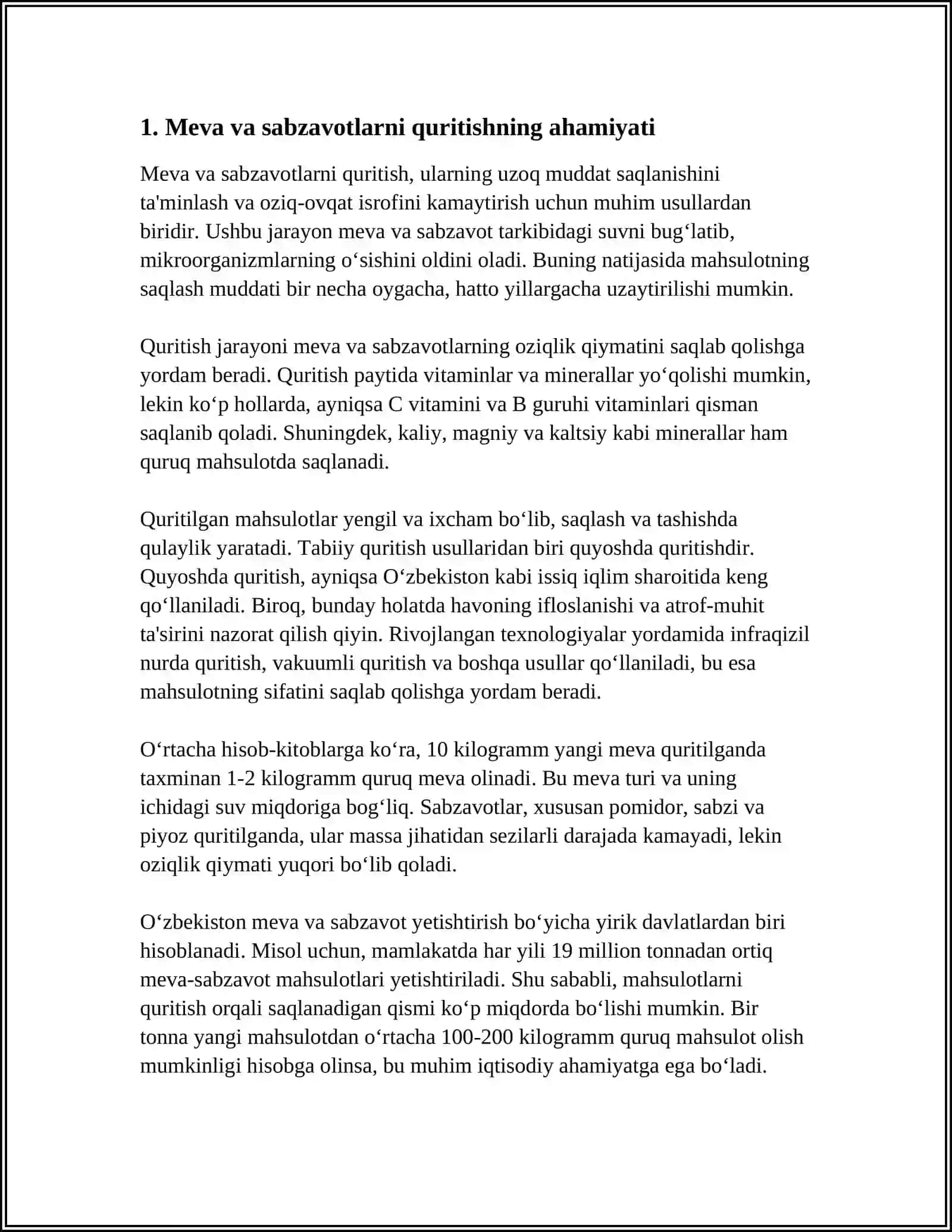 MEVA SABZAVOTLARNI QURITISH YOKI QAYTA ISHLASH TEXNIKALARI 3
