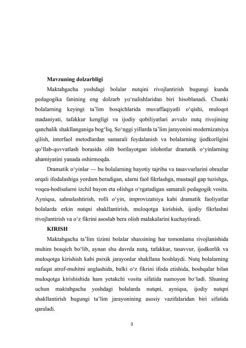Bolarda ijodiy nutqni rivojlantirishda dramatik òyinlardan foydalanish 3