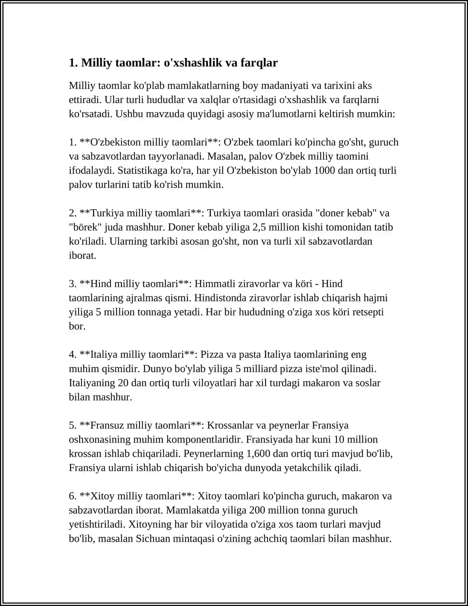 DUNYO XALQLARI MADANIYATIDAGI UMIMIYLIK VA FARQLAR 3