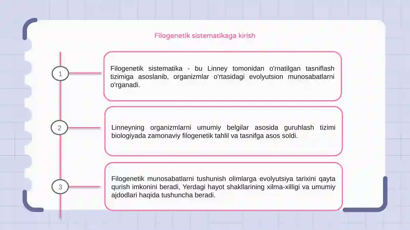Filogenetik sistematikaning mohiyati K.Linney sistematikasi 3