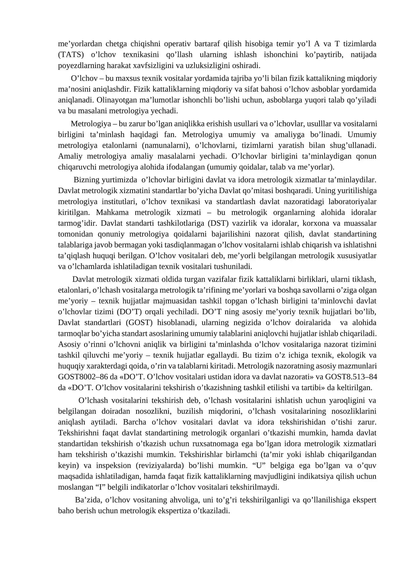TEMIR YO‘L AVTOMATIKA VA TELEMEXANIKASIDA MAXSUS O‘LCHOVLAR VA TEXNIKAVIY TASHXISLASH 3
