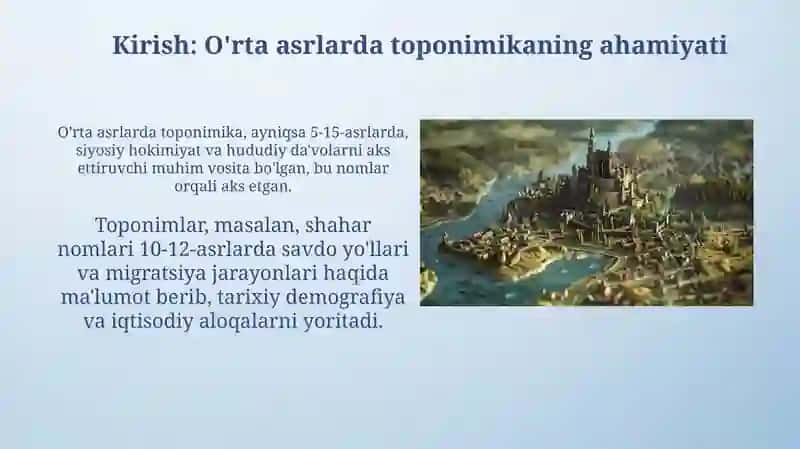 Oʻrta asrlarda toponimika 3