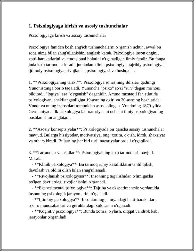 MUSTAQIL ISH Mavzu: PSIXOLOGIYA MODULIGA KIRISH. TIBBIYOTDA PSIXOLOGIK BILIMLARNING AHAMIYATI 3