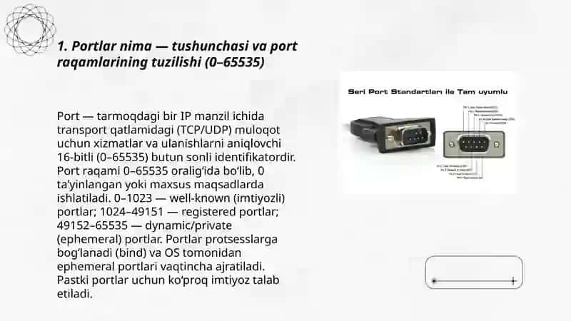Portlar tushunchasi va socket dasturlash asoslari 3