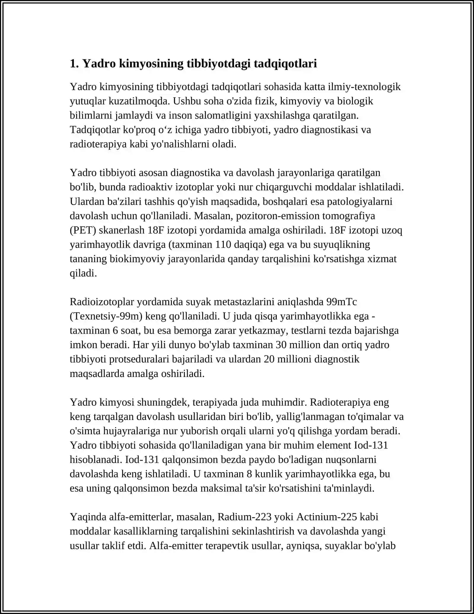 YADRO KIMYOSINING TIBBIYOTDAGI O'RNI 3