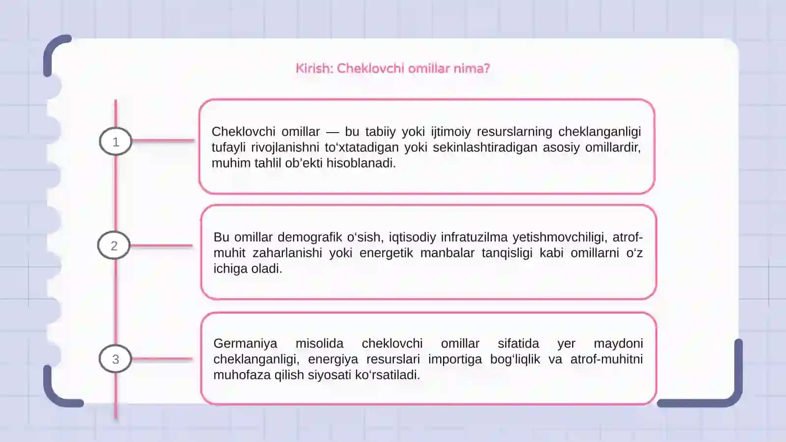 Cheklovchi omillar nima? 3