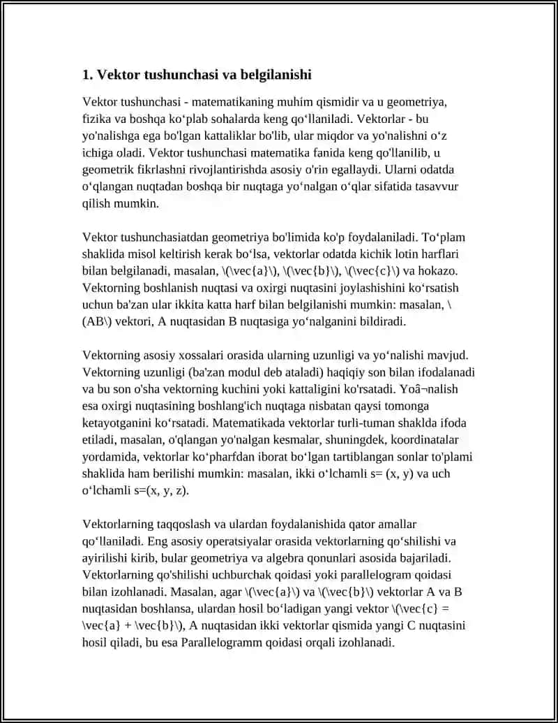 VEKTORLAR VA ULAR USTIDA AMALLAR 3