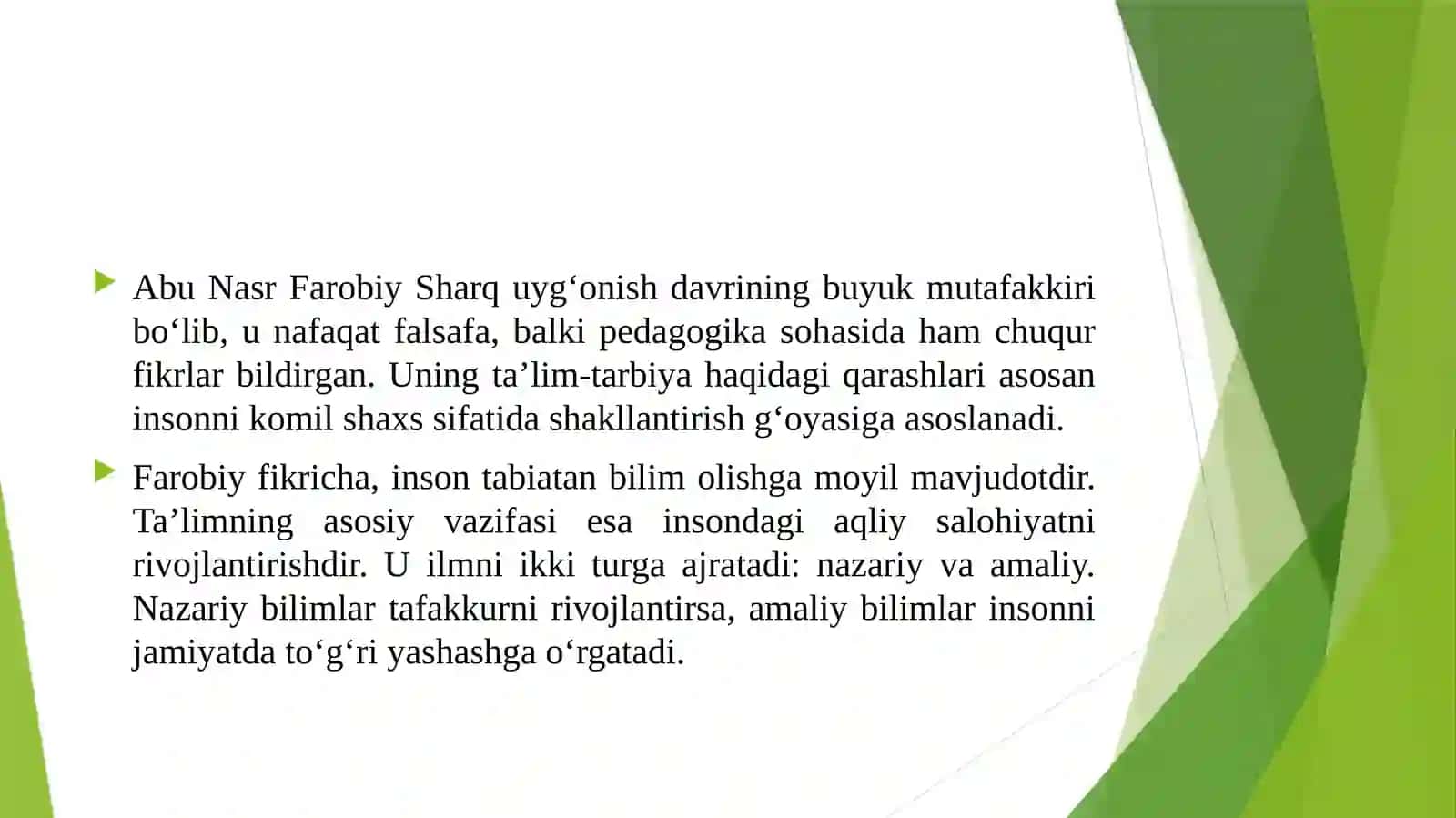 Abu Nasr Farobiy va Abu Ali Ibn Sino Ta'lim-tarbiya haqidagi pedagogik qarashlari 3