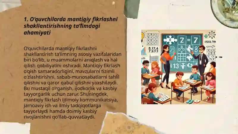 O‘quvchilarda mantiqiy fikrlashni shakllantirishning ahamiyati nimada 3