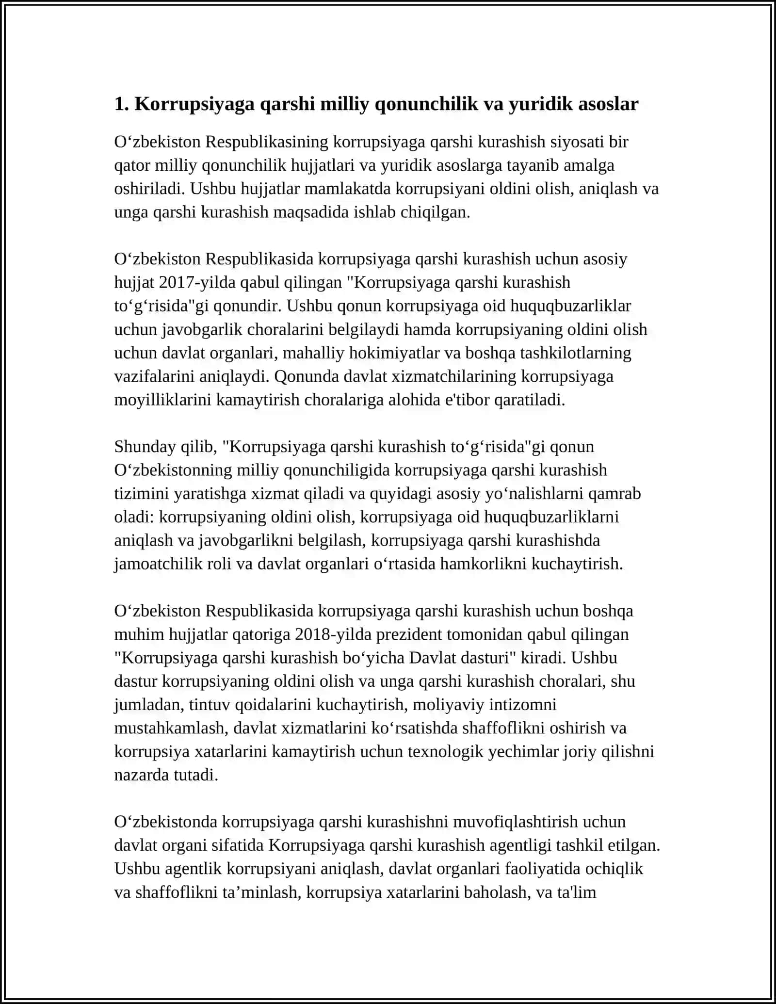 OʻZBEKISTONNING KORRUPSIYAGA QARSHI KURASHISH SIYOSATI 3