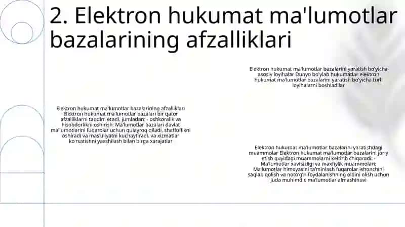 Elektron Hukumatning Malumotlar Bazalarini Yaratish Bo'Yicha Asosiy Loyihalar 3