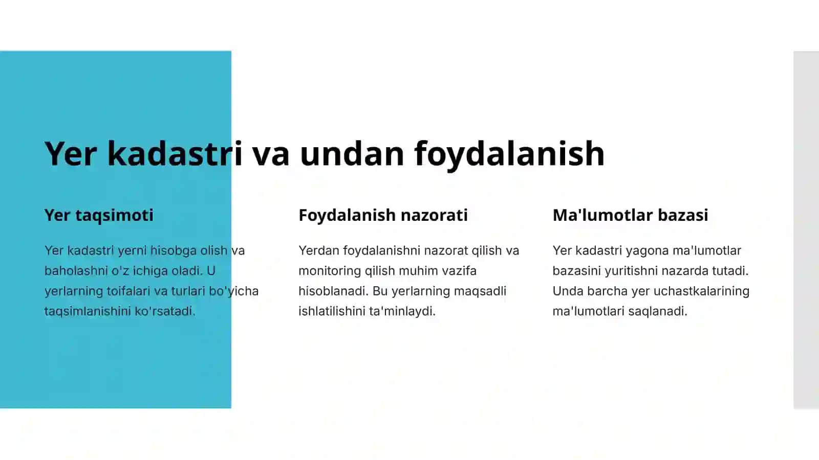 O'zbekiston Respublikasi Vazirlar Mahkamasining davlat kadastrlarini yuritish sohasidagi vakolatlari 3