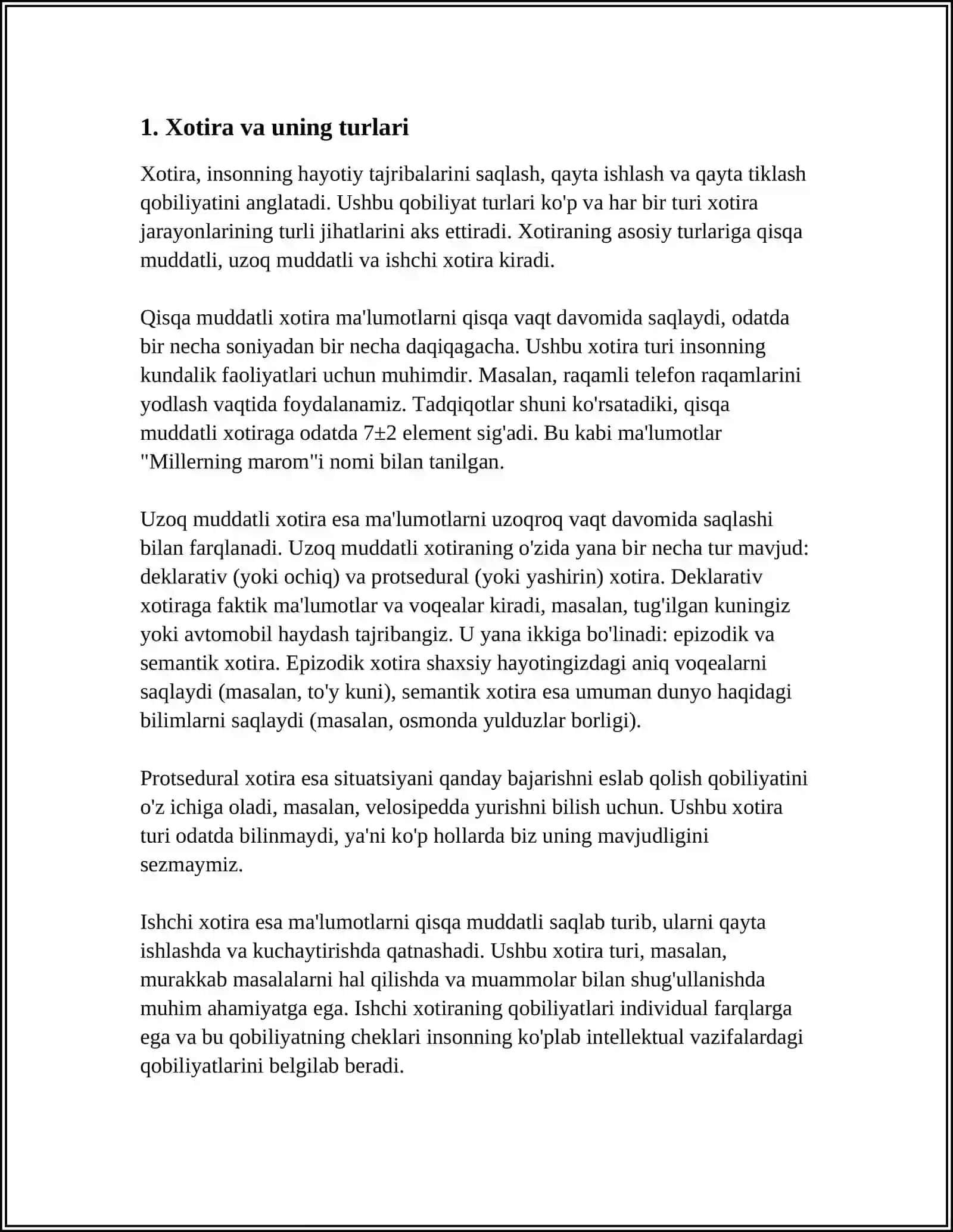 XOTIRA HAQIDA TUSHUNCHA 3