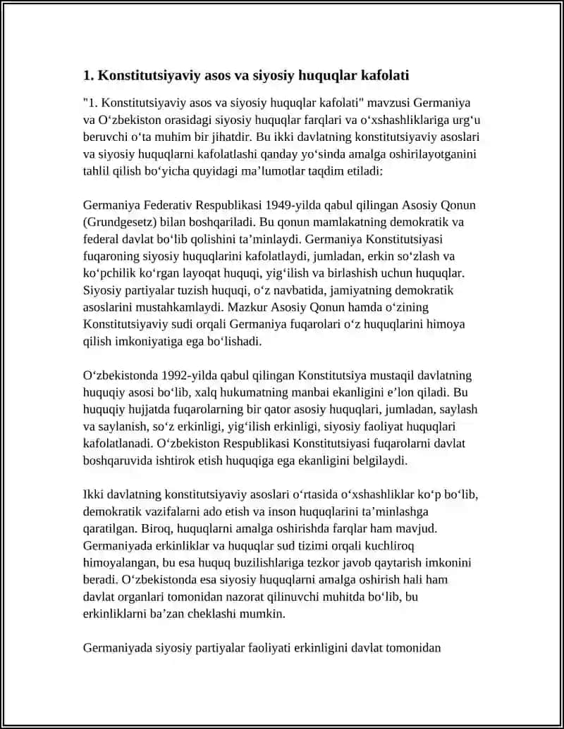 GERMANIYA VA OʻZBEKISTON ORTASIDAGI SIYOSIY HUQUQLAR FARQLARI VA OXSHASHLIKLARI 3