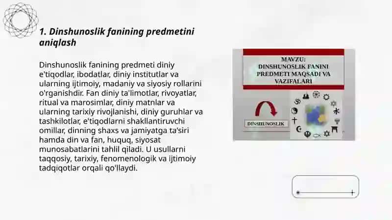 Dinshunoslik fanining predmeti, maqsadi va vazifalari 3