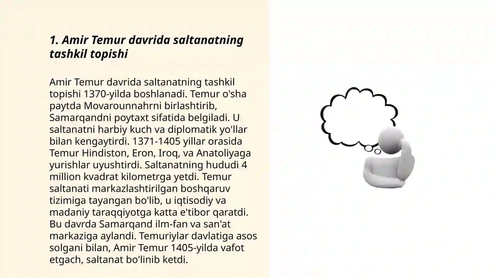 Amir Temur tuzgan saltanat va uning parchalanishi 3