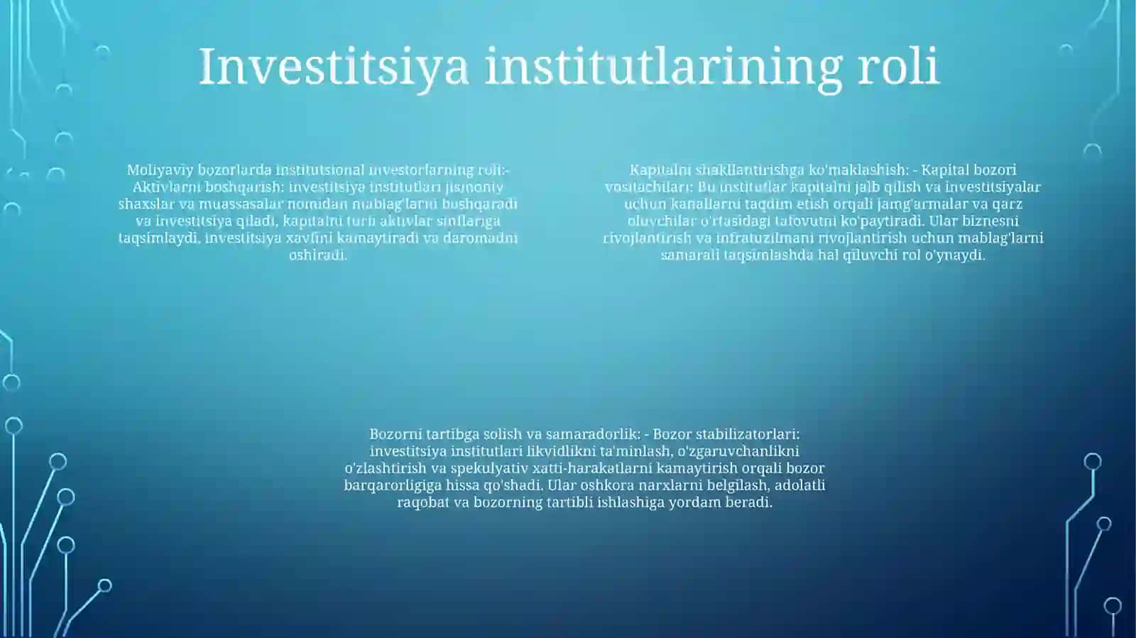 Investitsiya Institutlarining Moliya Bozorlaridagi Faoliyati 3