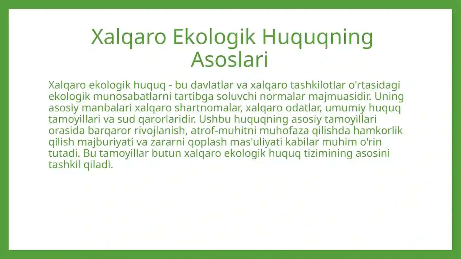 Xalqaro  EKOLOGIK KELISHUVLAR  VA  BITIMLAR 3