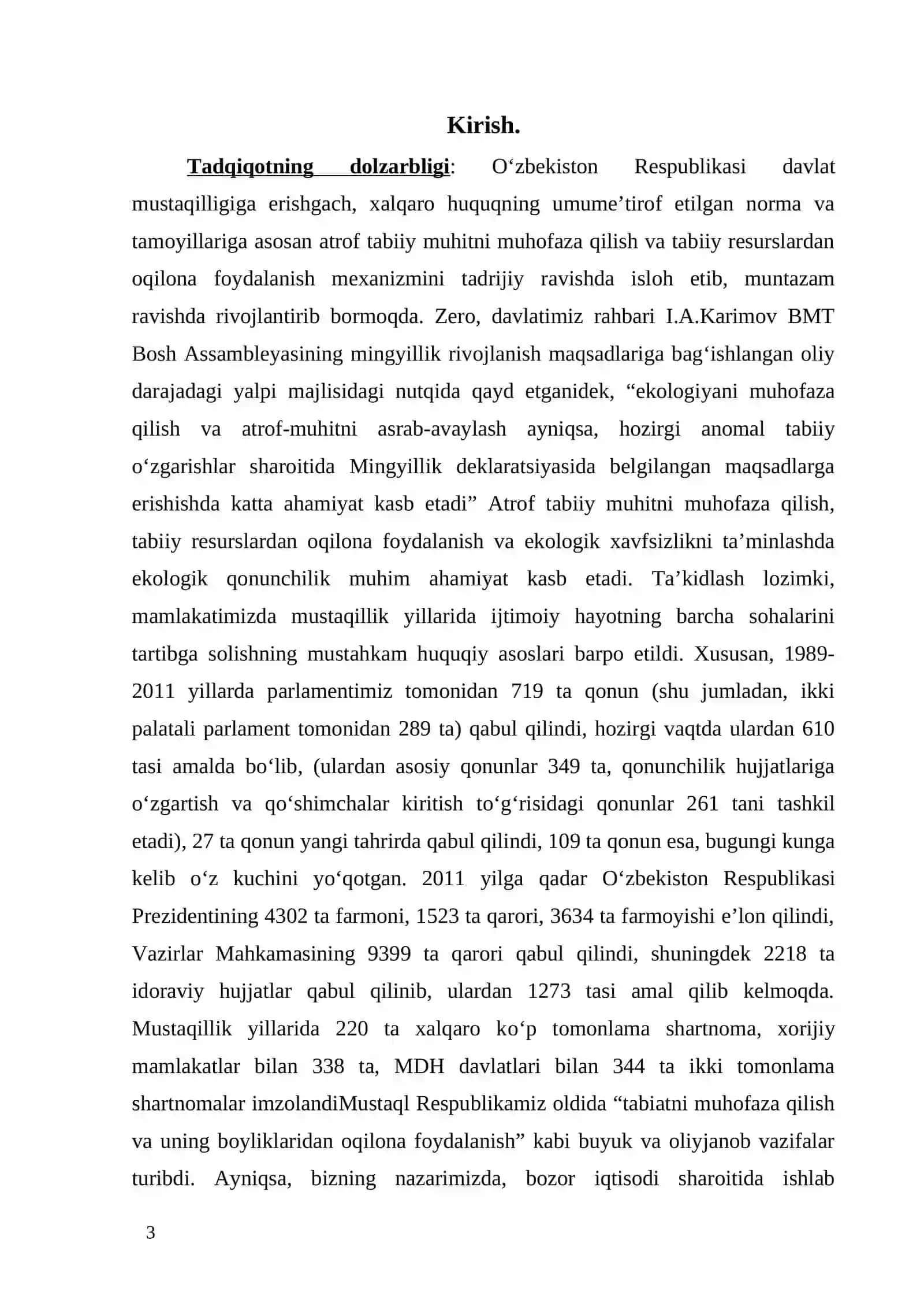 O`zbekistonda ekalogik muommolar va bu to`g`risida hukumatimizning olib borayotgan siyosati 3