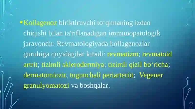 Kollagenozlar, patogenezi va tashxisi 3