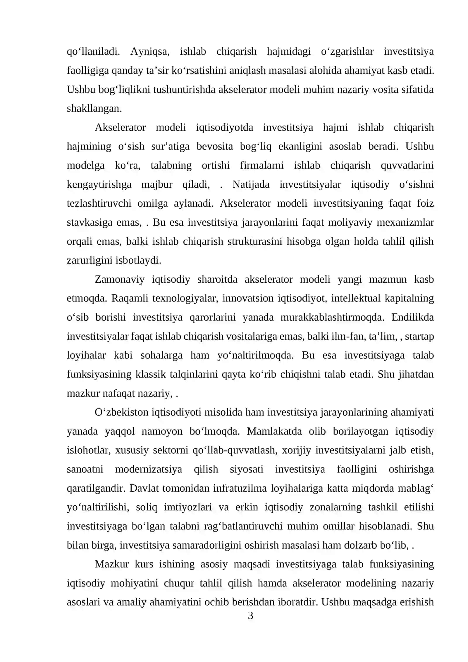 INVESTITSIYAGA TALAB FUNKSIYASI VA AKSELERATOR MODELI 3