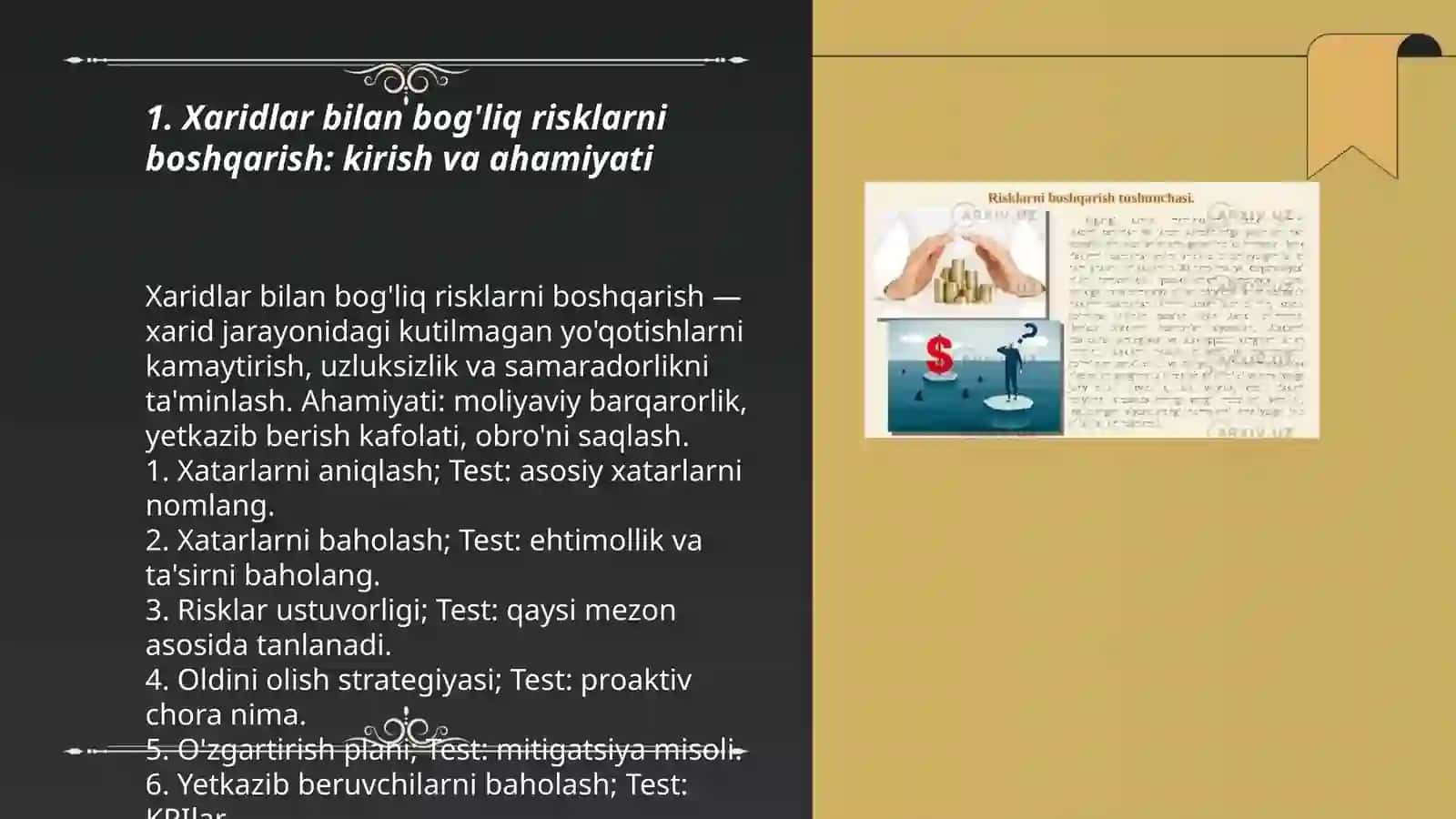 Xaridlar bilan bo'gliq risklarni boshqarish 3