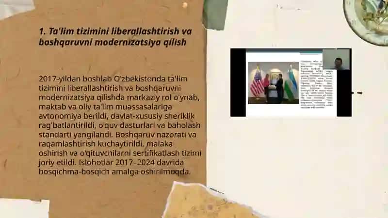 O'zbekiston Respublikasida ta'lim sohasida tashkil etilgan islohotlar 3
