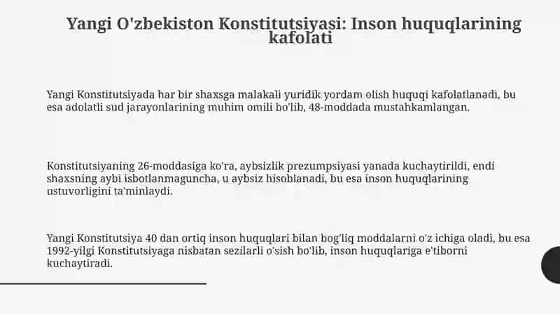 Yangi O'zbekiston Konstitutsiyasi: Inson huquqlarining kafolati 3
