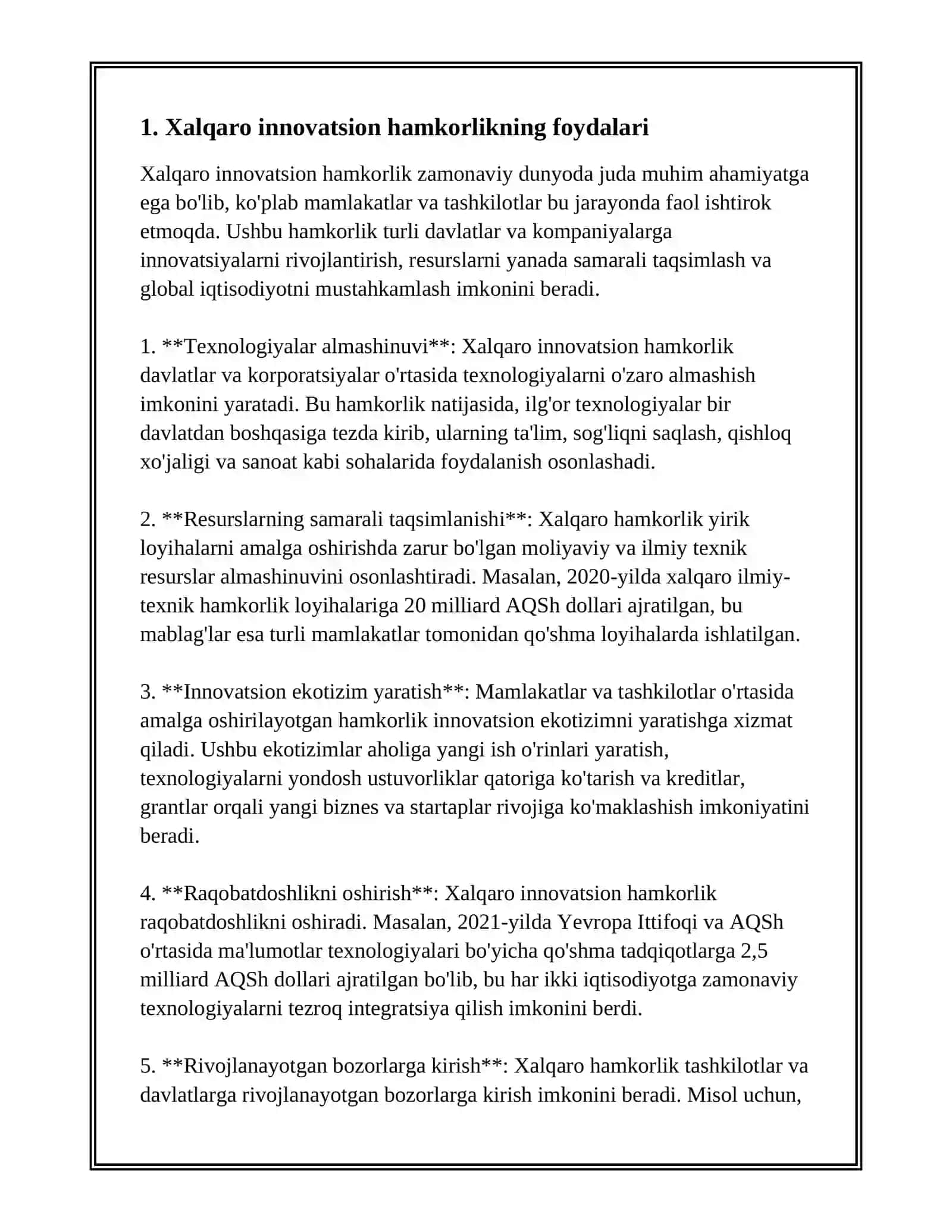 INNOVATSION FAOLIYATDA XALQARO HAMKORLIKNING AHAMIYATI 3