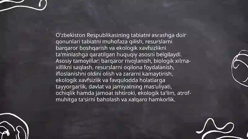 O'zbekiston Respublikasi tabiatini asrashga doir qonunlari 3