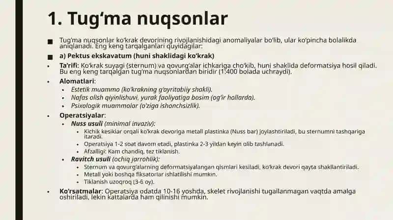 Ko‘krak devori tug‘mava orttirilgan nuqsonlari 3
