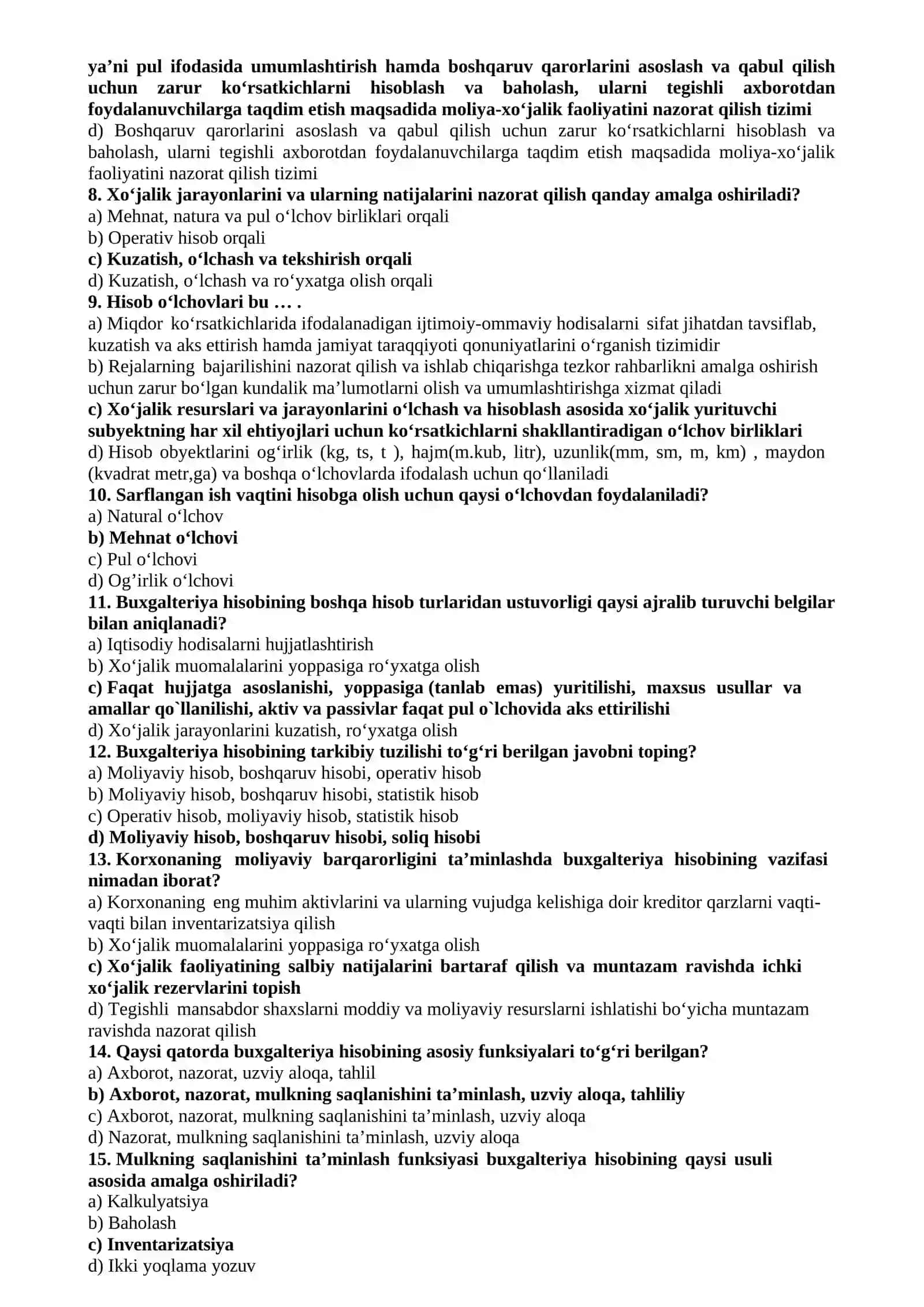 BIZNESDA BUXGALTERIYA HISOBI (FANIDAN TESTLAR TO‘PLAMI) 3