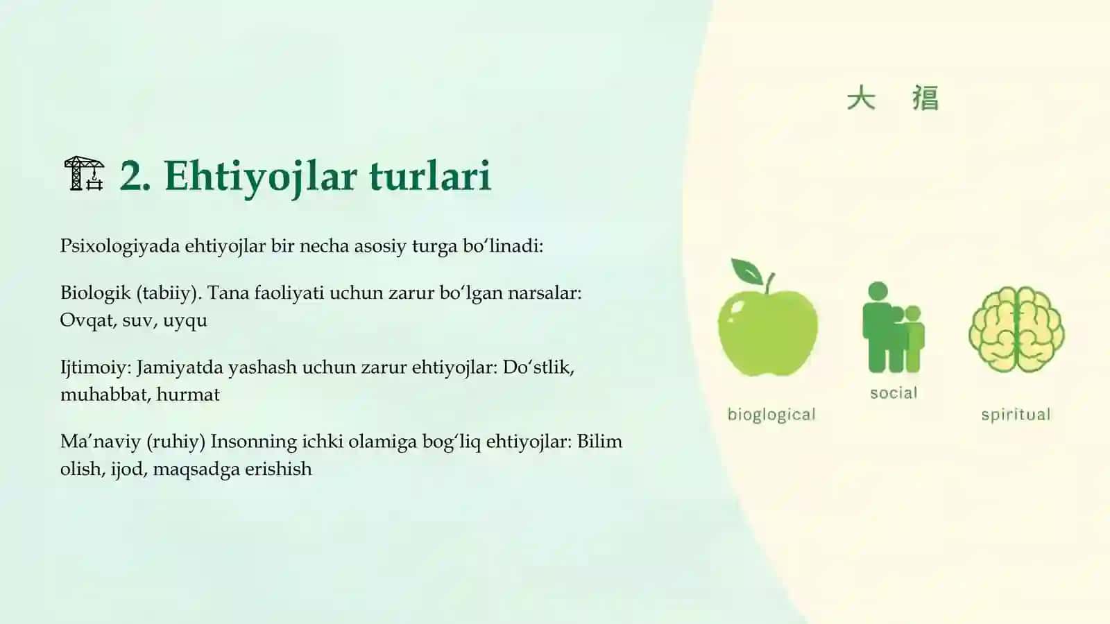 EXTIYOJ VA QIZIQISHLAR 3