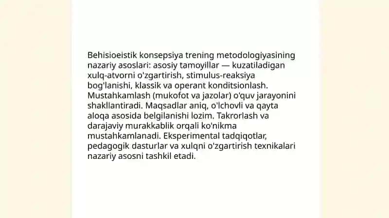 Behisioeistik konsepsiya trening metodologiyasi 3