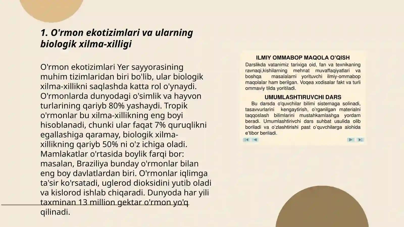 O'rmon Ekotizimlari va Ular Biologik Xilma-Xilligi 3
