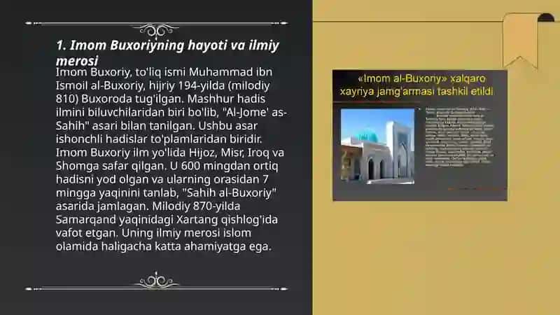 Imom Buxoriyning Aldab al-mufrad asarini konspektlashtirish va esse tayyorlash 3