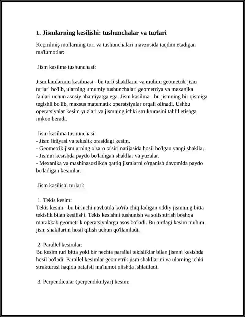 JISMLAR KESILISHI VA ULARNI TASVIRLASH 3
