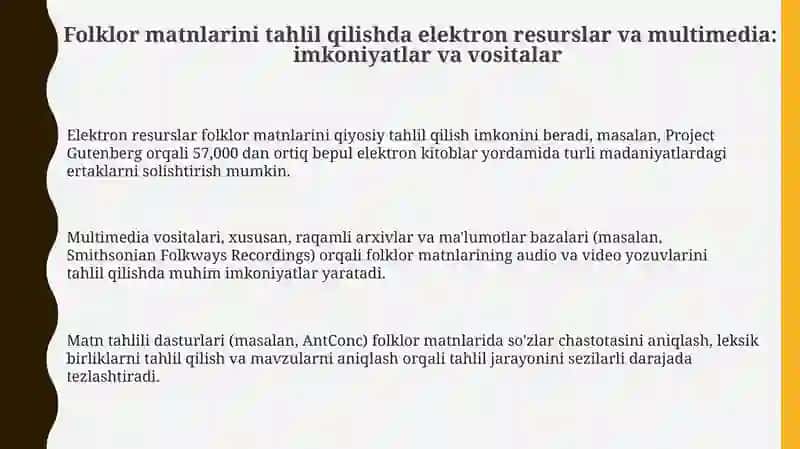 Folklor matnlarini tahlil qilishda elektron resurslar va multimedia materiallaridan foydalanish 3