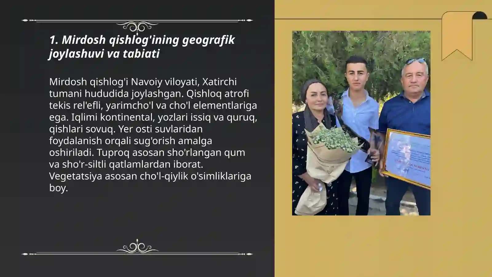 Mirdosh qishlog'ining geografik joylashuvi va tabiati 3