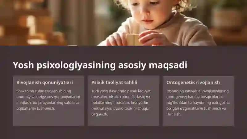Yosh psixologiyasi fani: Maqsadi va vazifalari 3