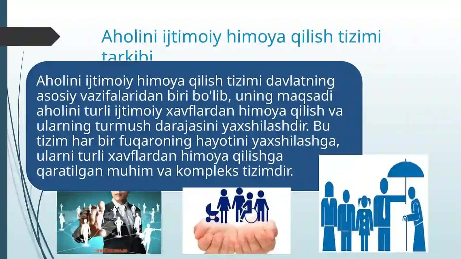 Aholini ijtimoiy himoya qilish tizimi tarkibi, tamoyillari va shakllari 3